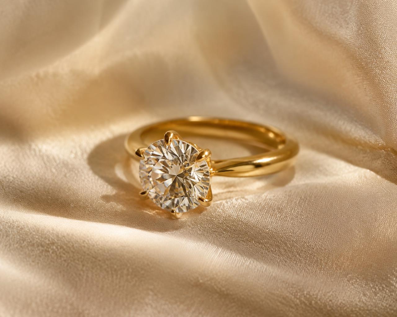 Aevora solitaire ring with diamonds